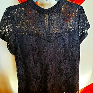 NWT Black Lace Top Medium